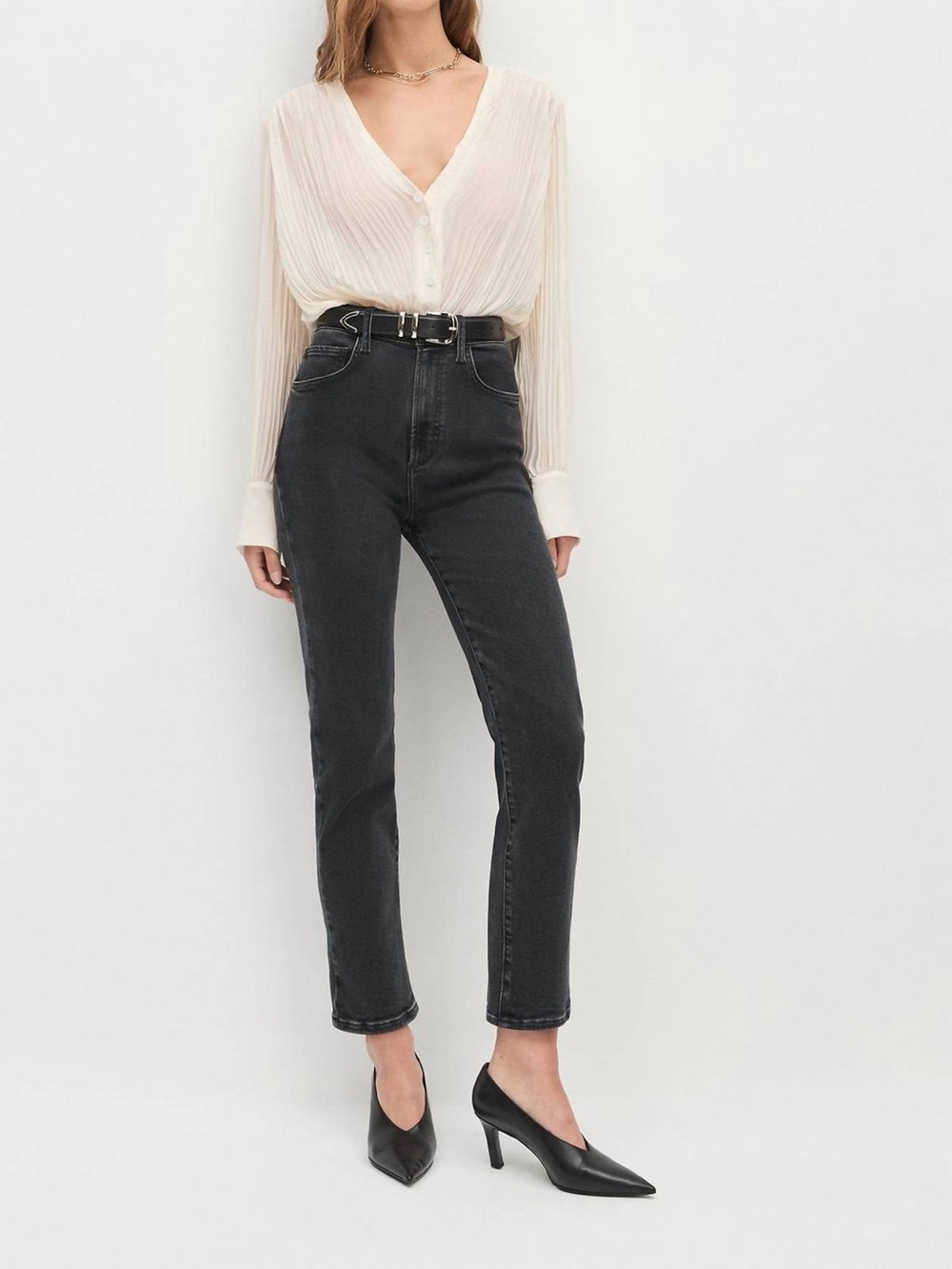 Favorite Daughter High-Rise Valentina Cigarette Black Straight Jeans
